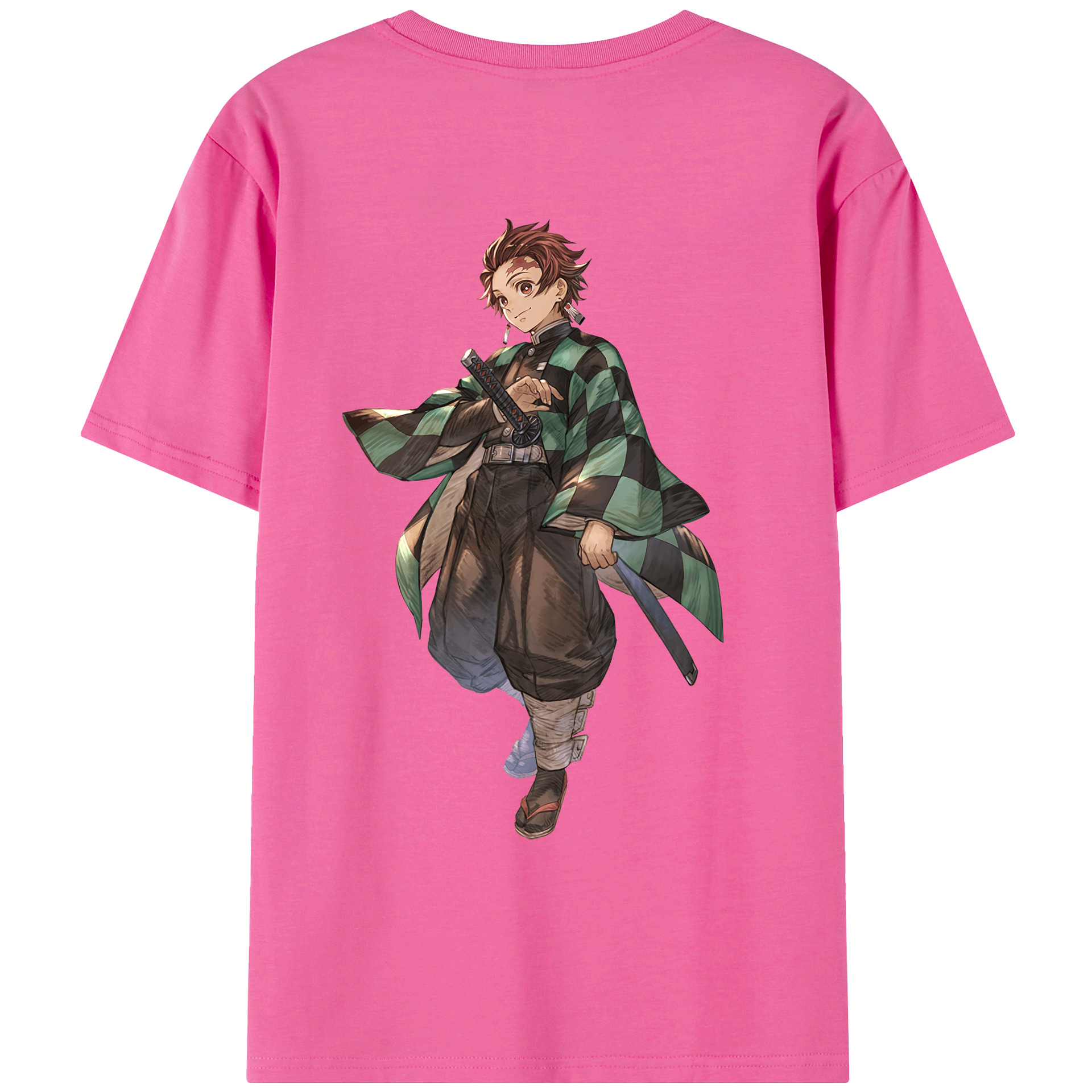 （画像用） 鬼滅の刃 竈門 炭治郎／かまど たんじろう Kamado Tanjirou レディース半袖Tシャツ(バックプリント)